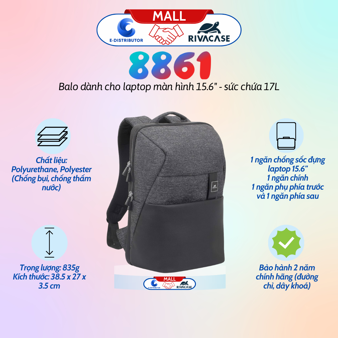 Balo cao cấp chống sốc và chống trầy cũng như bụi, độ ẩm tốt nhất cho Laptop bằng chất liệu cao cấp, dây kéo không thấm nước, kích thước Macbook Pro 15