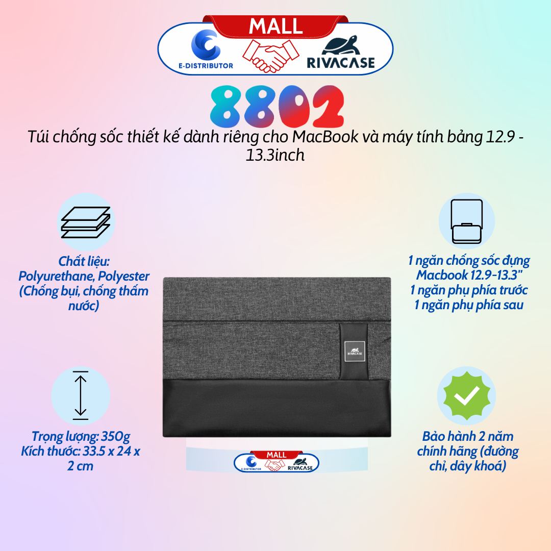 Túi chống sốc cao cấp, chống trầy, Thiết kế fix với MacBook Pro/MacBook Air 2019 và máy tính bảng hỗ trợ kích thước màn hình 12.9