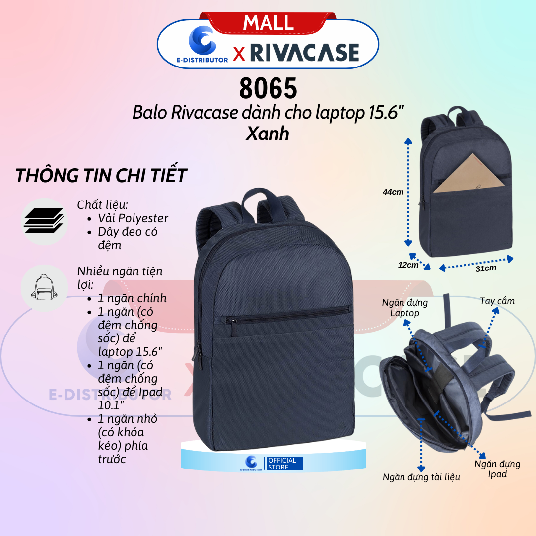 Ba lô dành cho máy tính xách tay có trọng lượng nhẹ hỗ trợ kích thước màn hình 15.6
