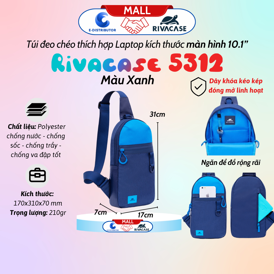 Túi đeo chéo Rivacase 5312 màu xanh dương