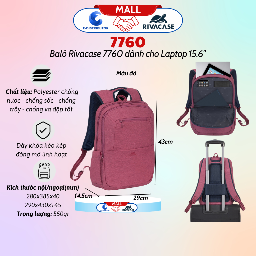 Ba lô dành cho máy tính xách tay có trọng lượng nhẹ hỗ trợ kích thước màn hình 15.6