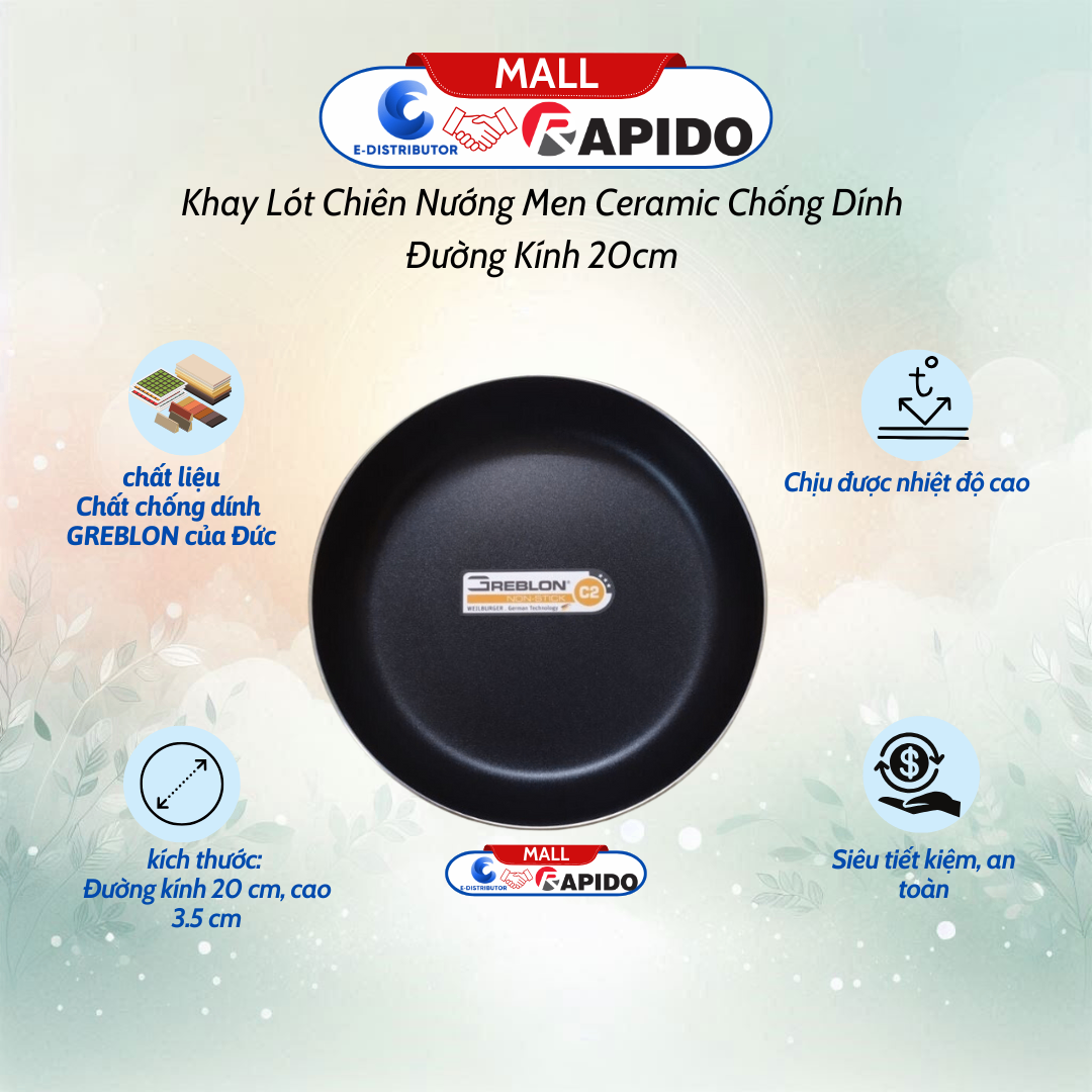 Khay chiên nướng nồi chiên không dầu Rapido đen