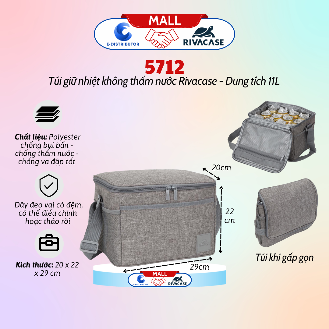 Túi giữ nhiệt Rivacase 5712 dung tích 11L màu xám