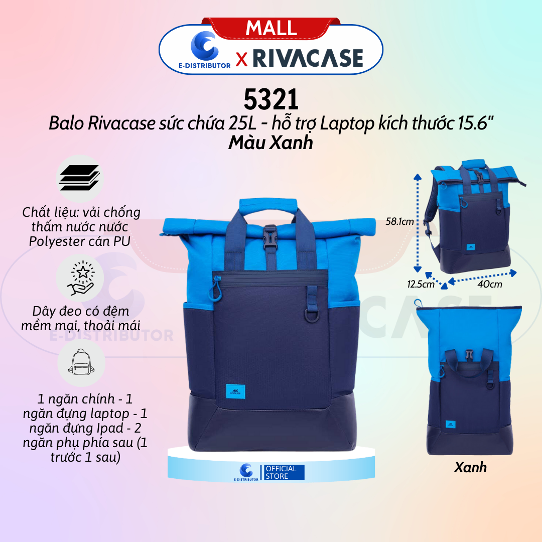 Ba lô đa năng dùng cho mọi hoạt động hàng ngày. Dung tích 25L hỗ trợ kích thước màn hình 15.6