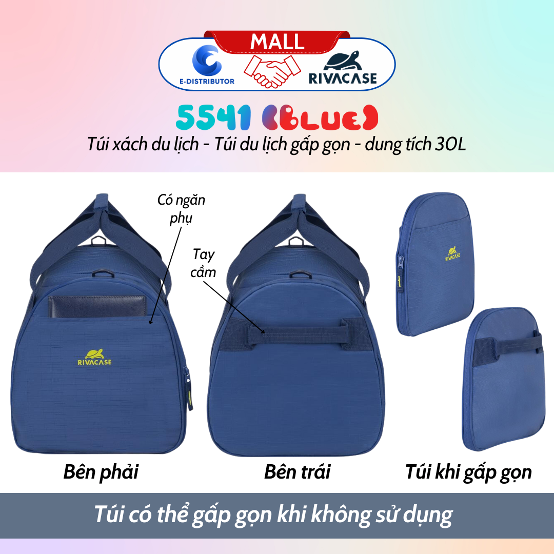 Túi xách du lịch Rivacse 5541 màu xanh