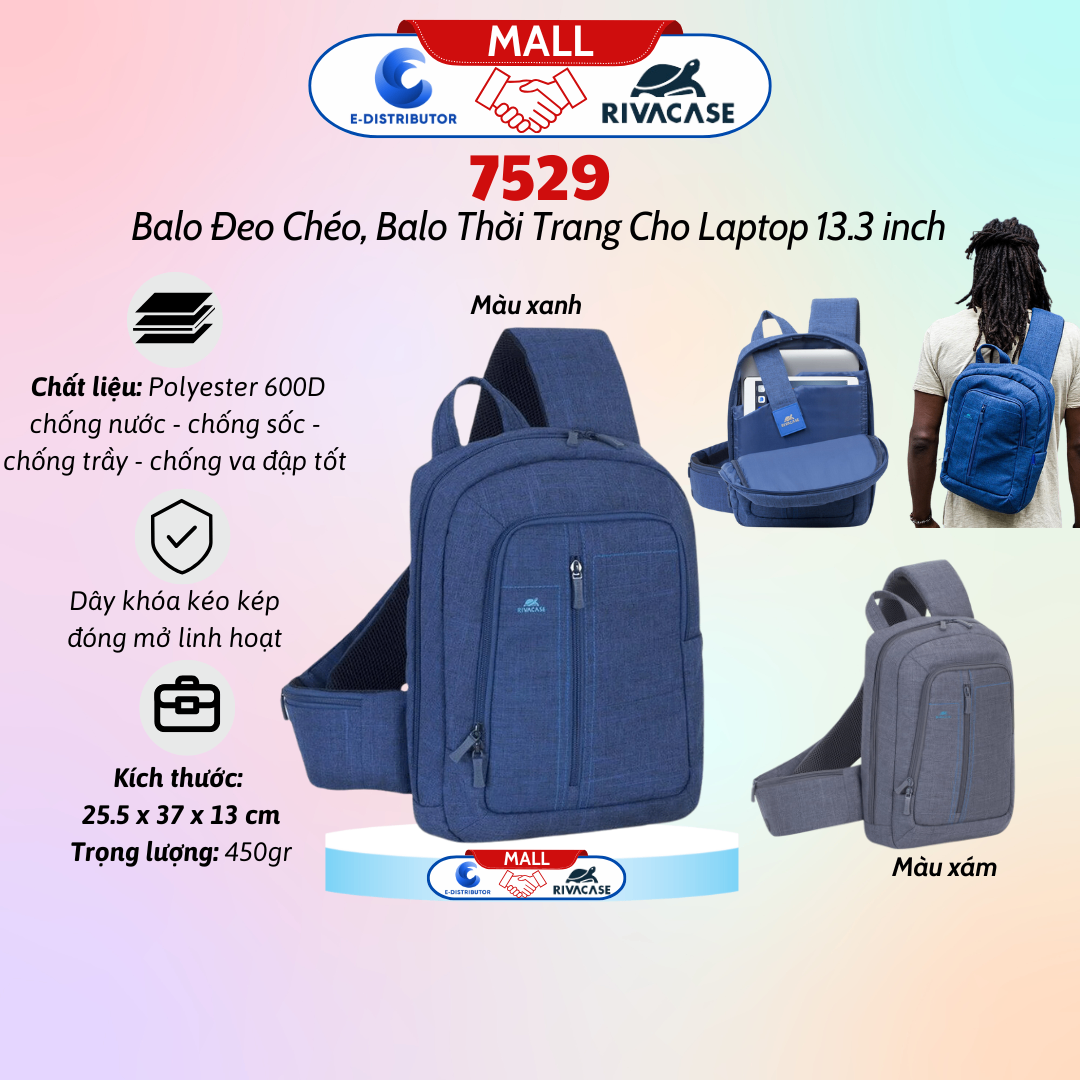 Ba lô chéo dành cho máy tính xách tay có trọng lượng nhẹ hỗ trợ kích thước màn hình 13.3