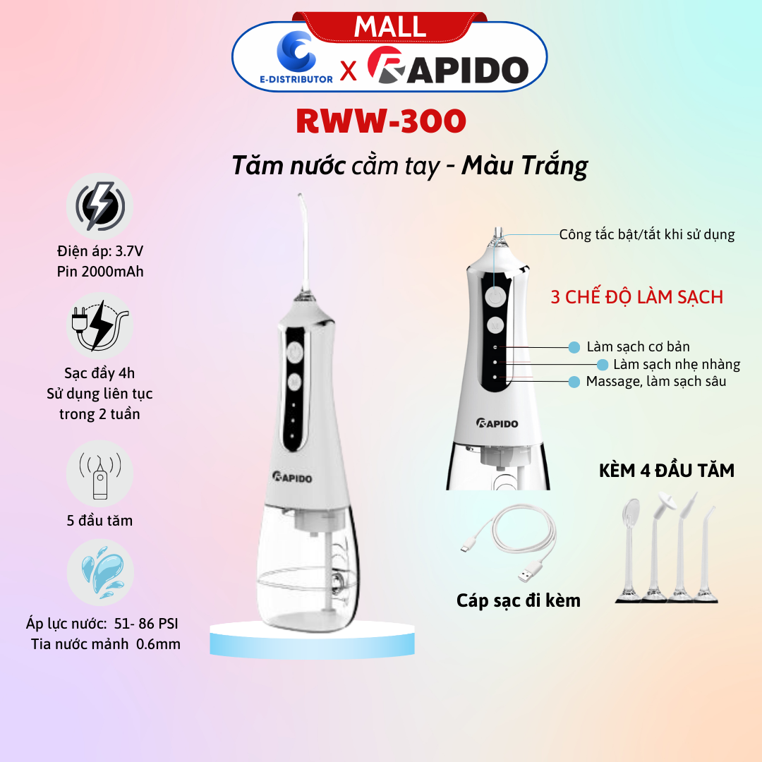 Máy tăm nước Rapido RWW-300