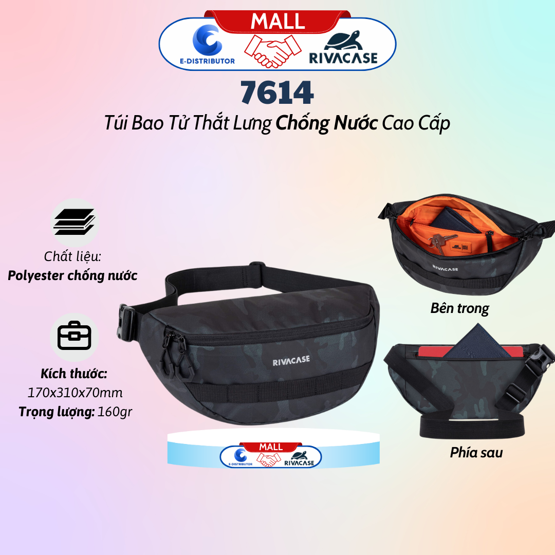 Túi đeo thắt lưng Rivacase 7614 màu Navy camo