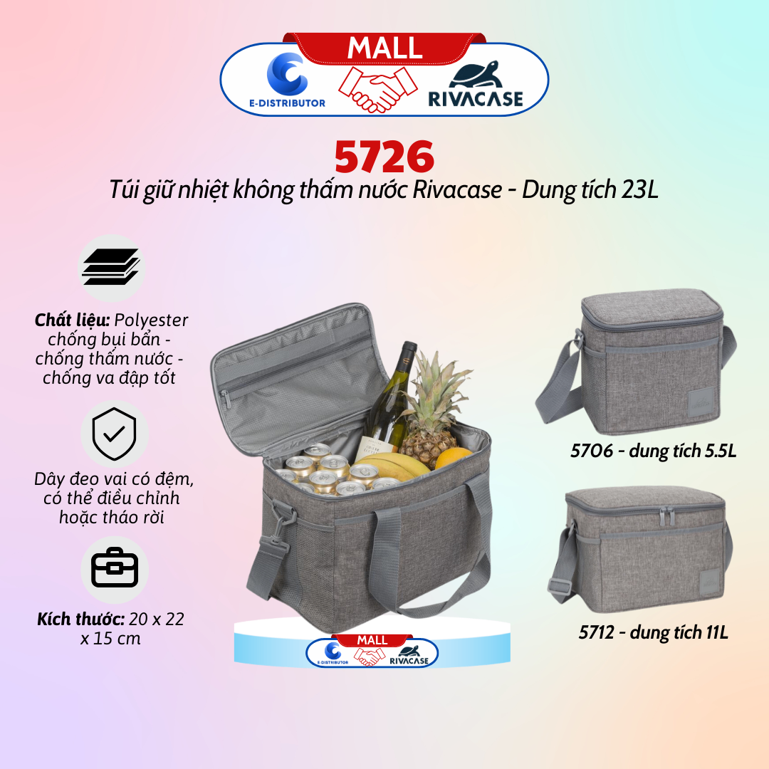 Túi giữ nhiệt Rivacase 5726 dung tích 23L màu xám