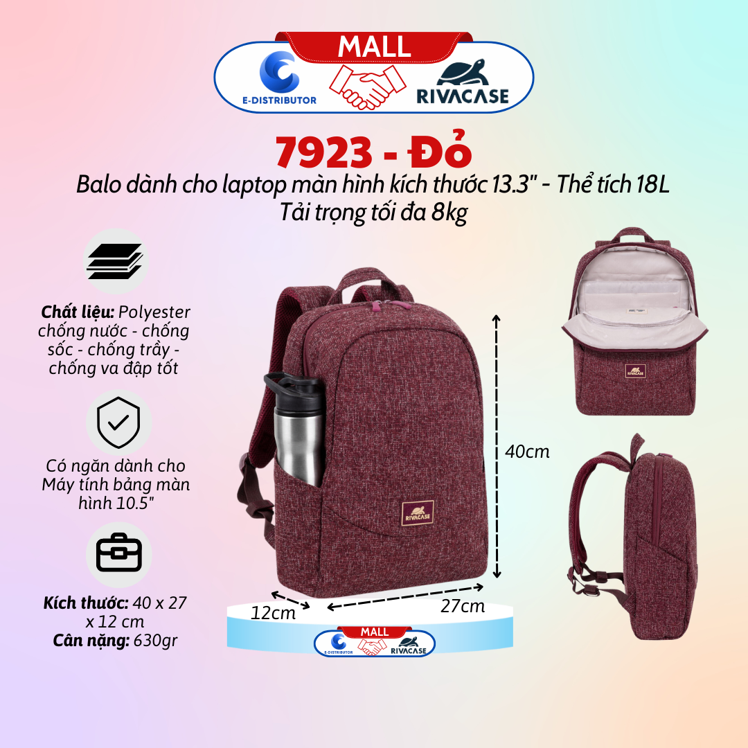 Ba lô dành cho máy tính xách tay có trọng lượng nhẹ hỗ trợ kích thước màn hình 13.3