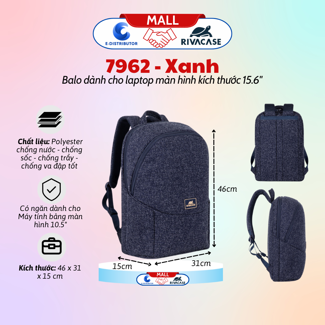 Ba lô dành cho máy tính xách tay có trọng lượng nhẹ hỗ trợ kích thước màn hình 15.6