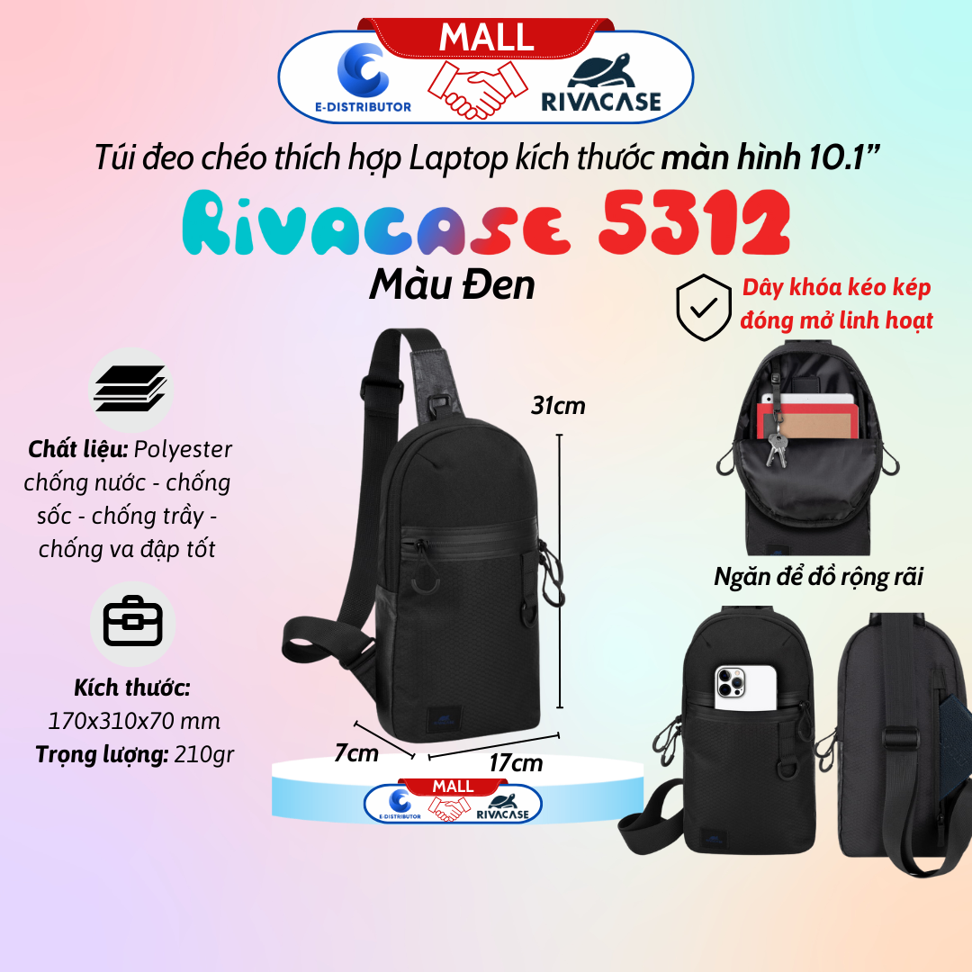 Túi đeo chéo Rivacase 5312 màu đen