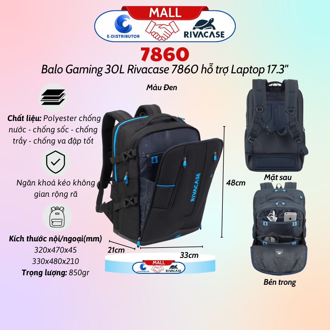 Ba lô dành cho Gamer hỗ trợ kích thước màn hình 17.3