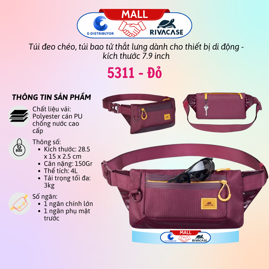 Túi bao tử thắt lưng cho các thiết bị di động hỗ trợ kích thước 7.9