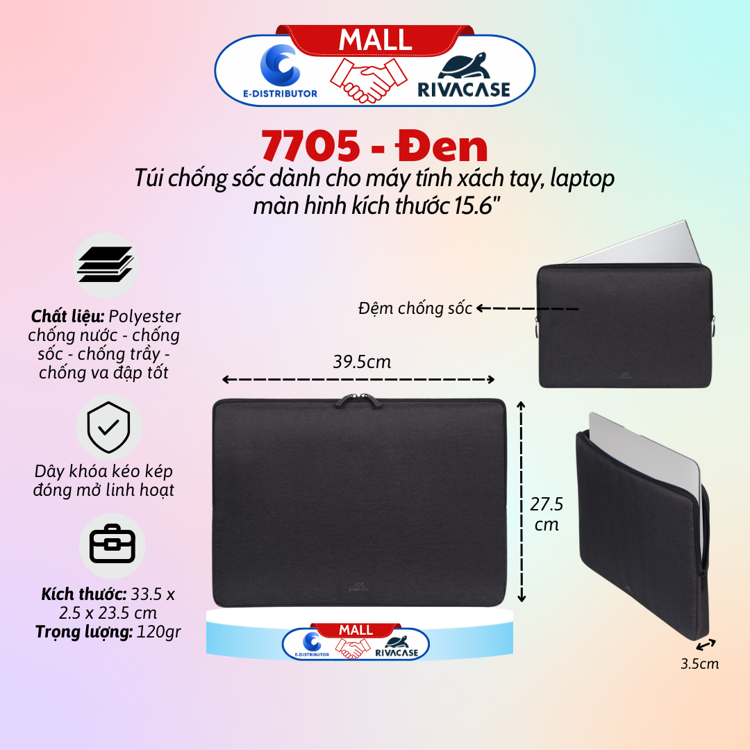 Túi chống sốc Rivacase 7705 dành cho Laptop 15.6