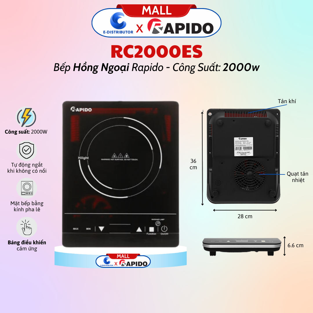 Bếp Hồng Ngoại Đơn Rapido RC2000ES (2000W)