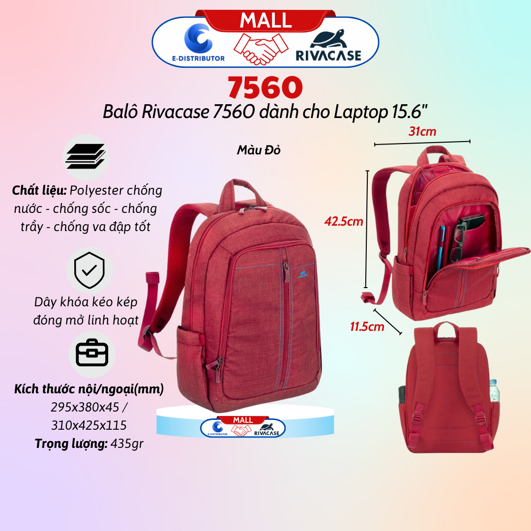 Ba lô dành cho máy tính xách tay có trọng lượng nhẹ hỗ trợ kích thước màn hình 15.6