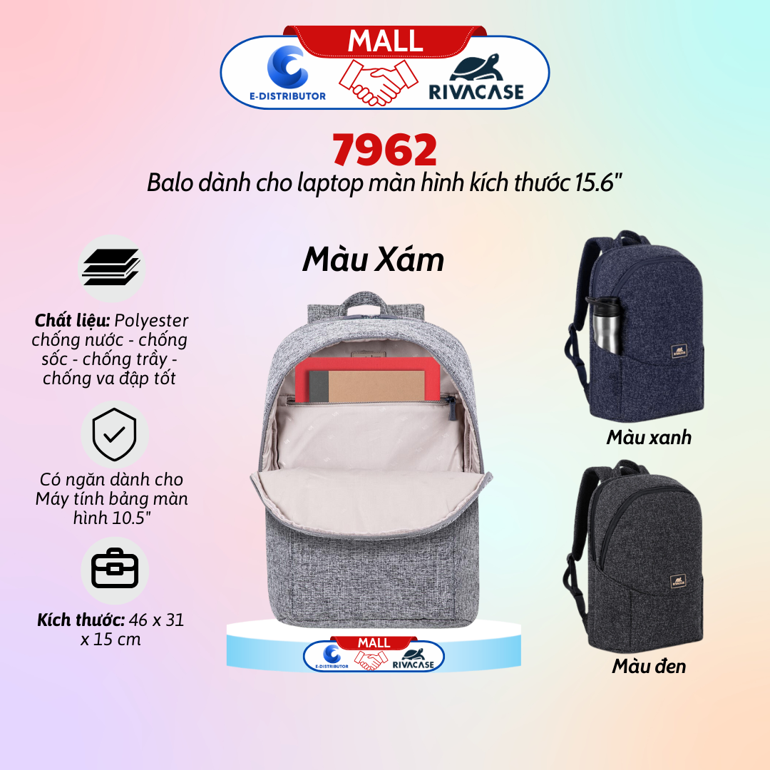 Ba lô dành cho máy tính xách tay có trọng lượng nhẹ hỗ trợ kích thước màn hình 15.6