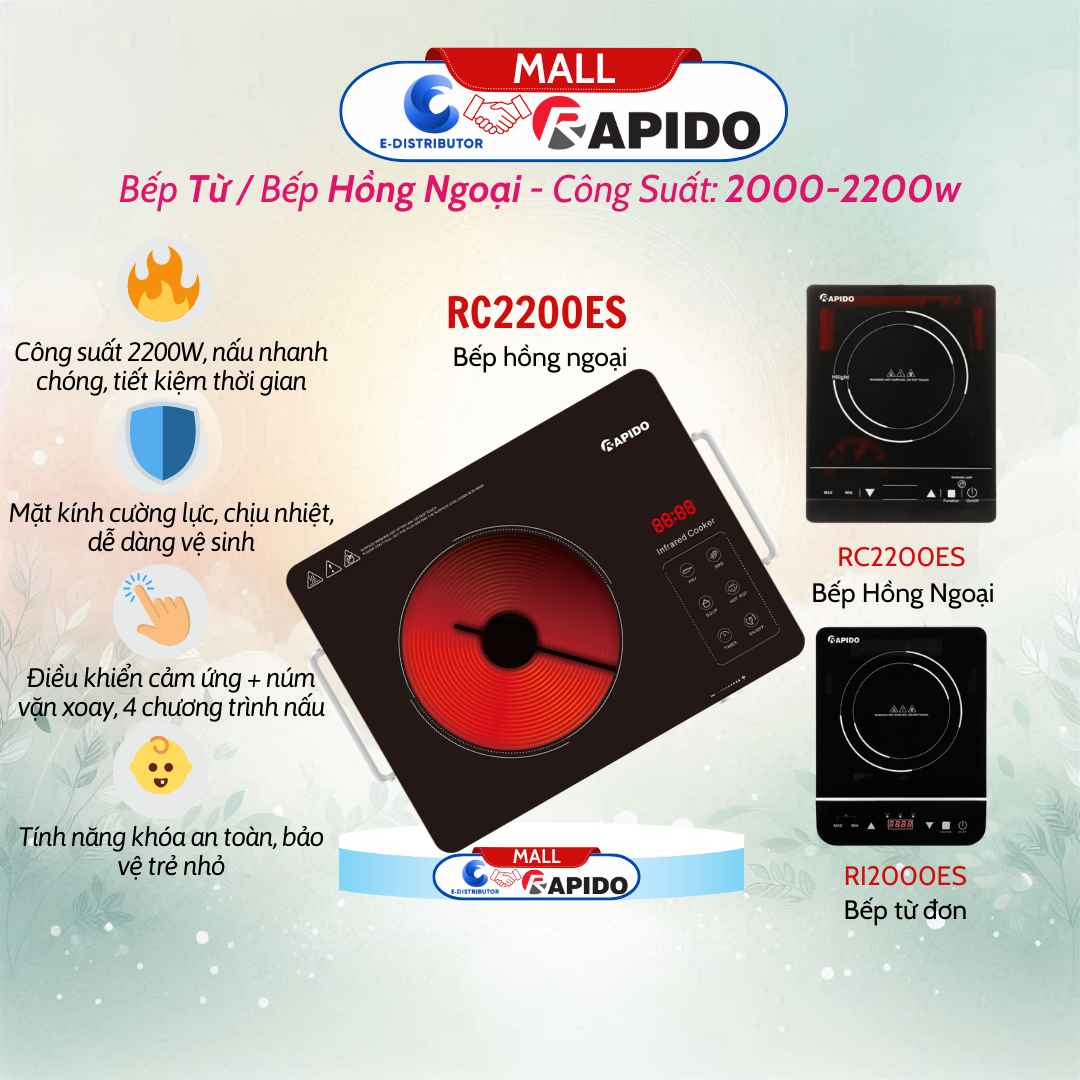 Bếp hồng ngoại đơn Rapido RC2200ES (2200W)