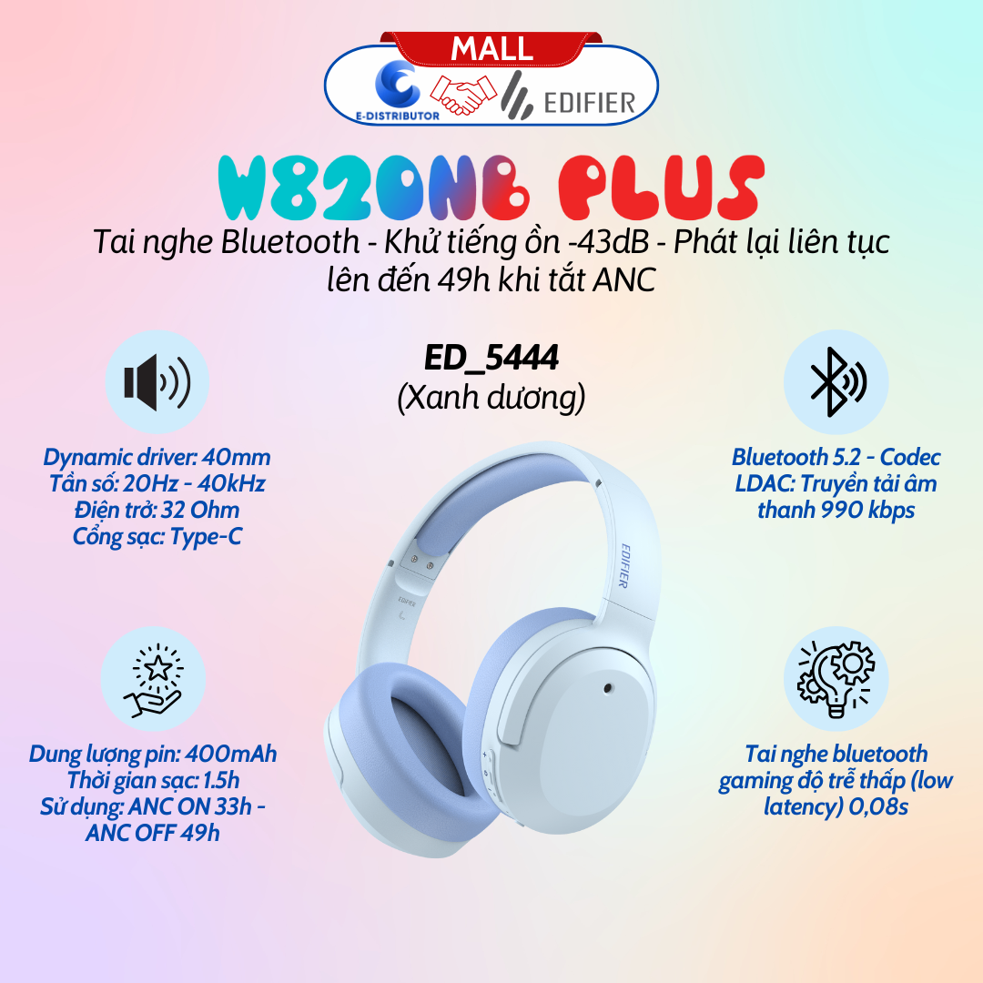 Tai nghe Bluetooth Edifier W820NB Plus Xanh Lá