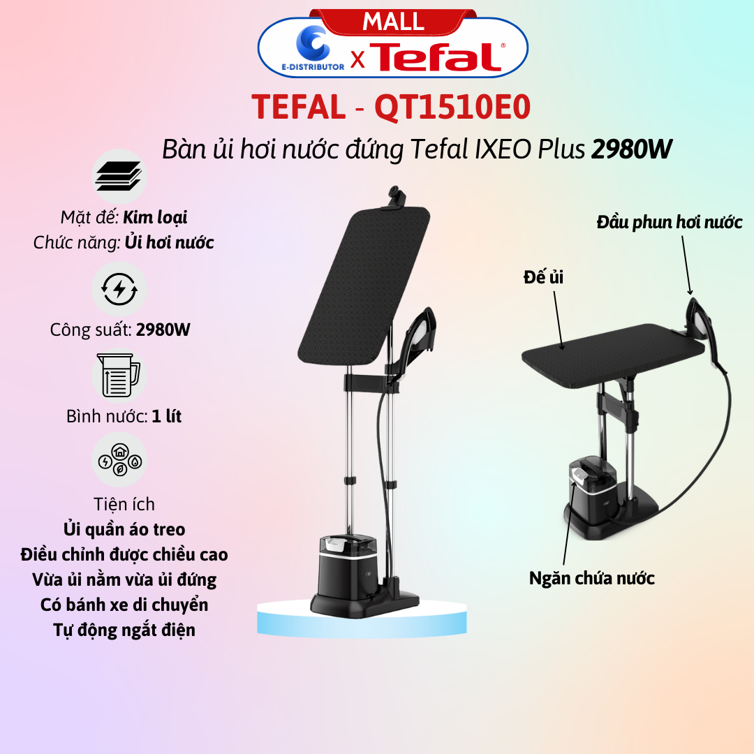Bàn ủi hơi nước đứng Tefal IXEO Plus QT1510E0 2980W