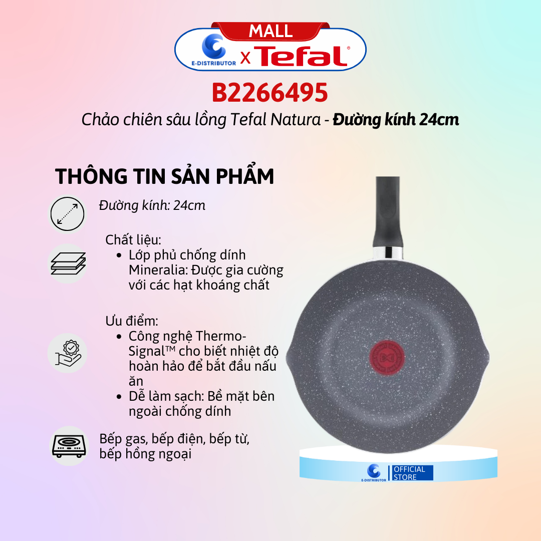 Chảo chiên sâu lòng Tefal Natura 24cm B2266495