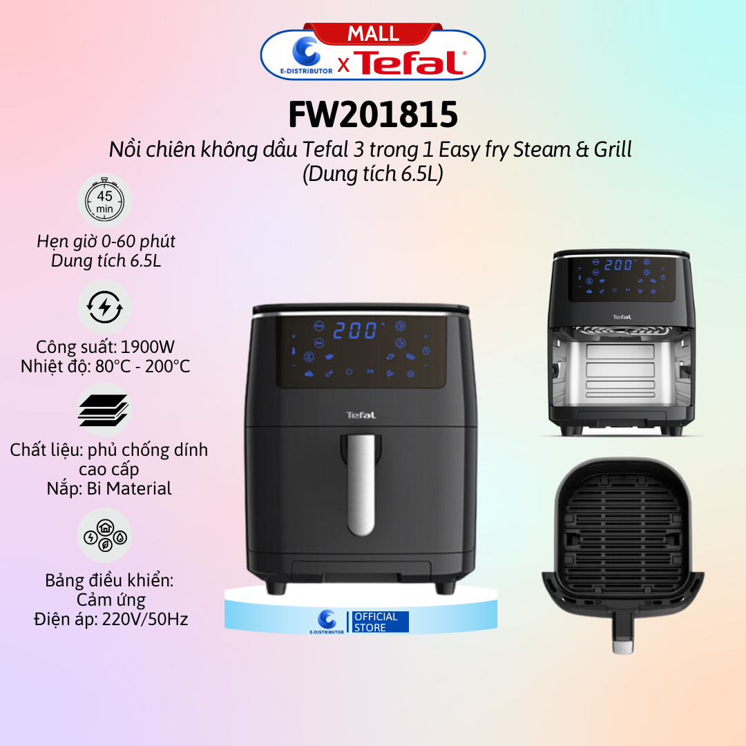 Nồi chiên không dầu kết hợp hấp Tefal FW201815 6.5 lít