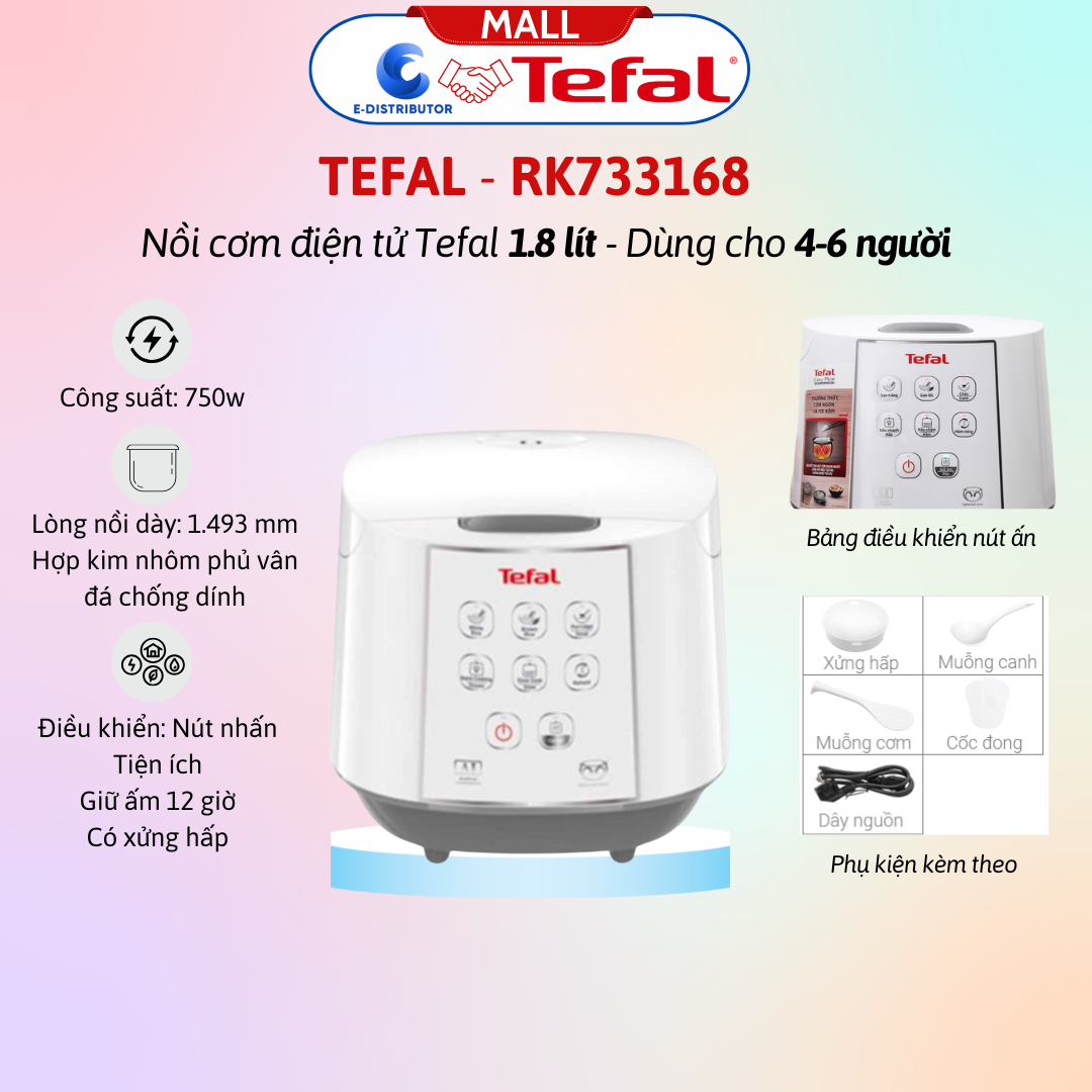 Nồi cơm điện tử Tefal RK733168 - 1.8L, 750W
