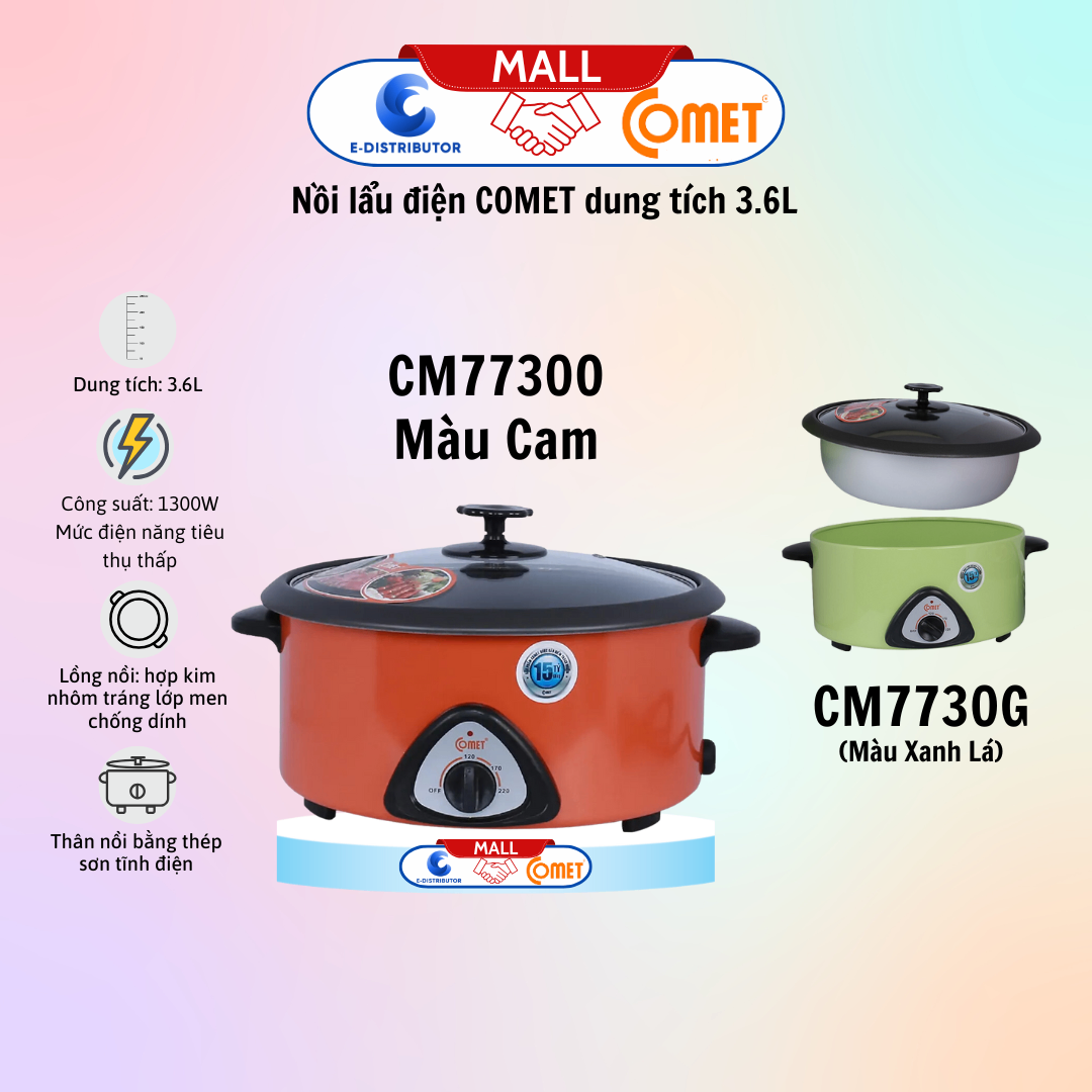 Nồi lẩu điện hiệu COMET CM7730B màu be 3.6L