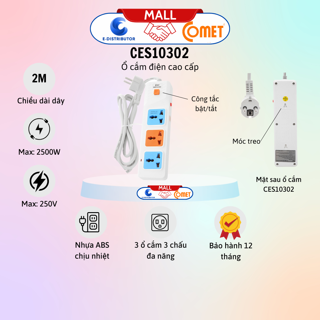 Ổ cắm nối dài an toàn hiệu Comet - CES10302