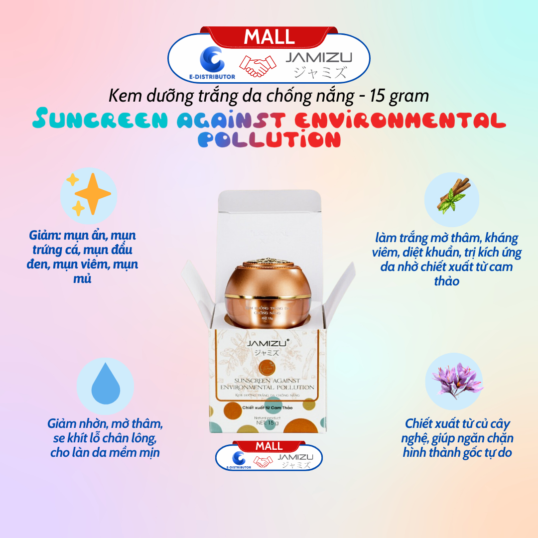 Kem Dưỡng Trắng Da Chống Nắng (15g) JAMIZU - SUNSCREEN AGAINST ENVIRONMENTAL POLLUTION