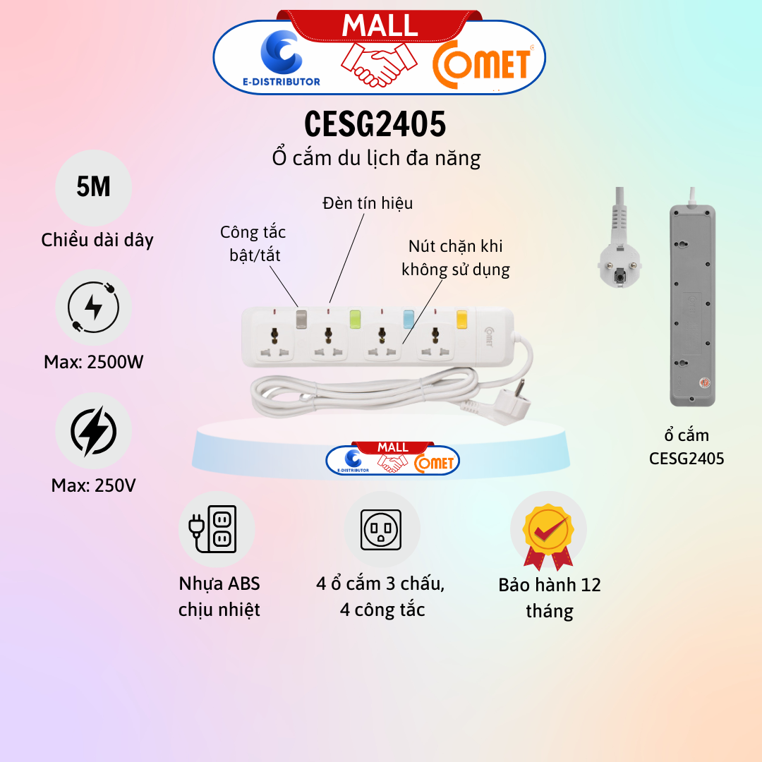 Ổ cắm nối dài an toàn hiệu Comet - CESG2405