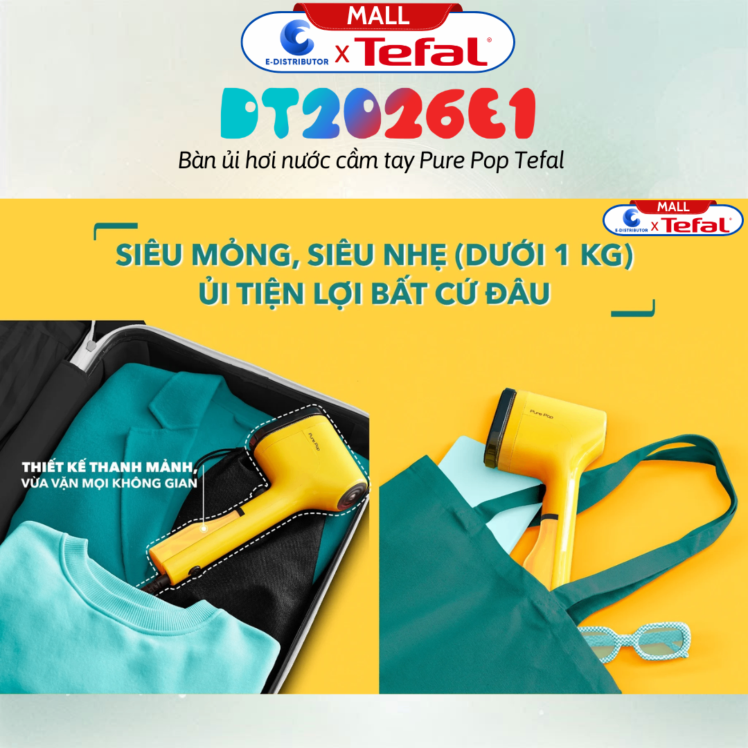 Bàn ủi hơi nước cầm tay Pure Pop Tefal DT2026E1 - Vàng Chanh