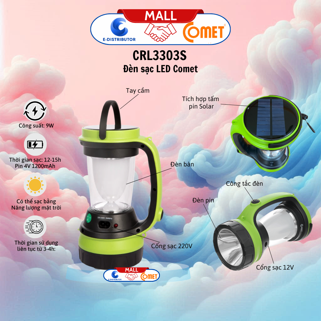 Đèn sạc Led, 9W, hiệu Comet - CRL3303S