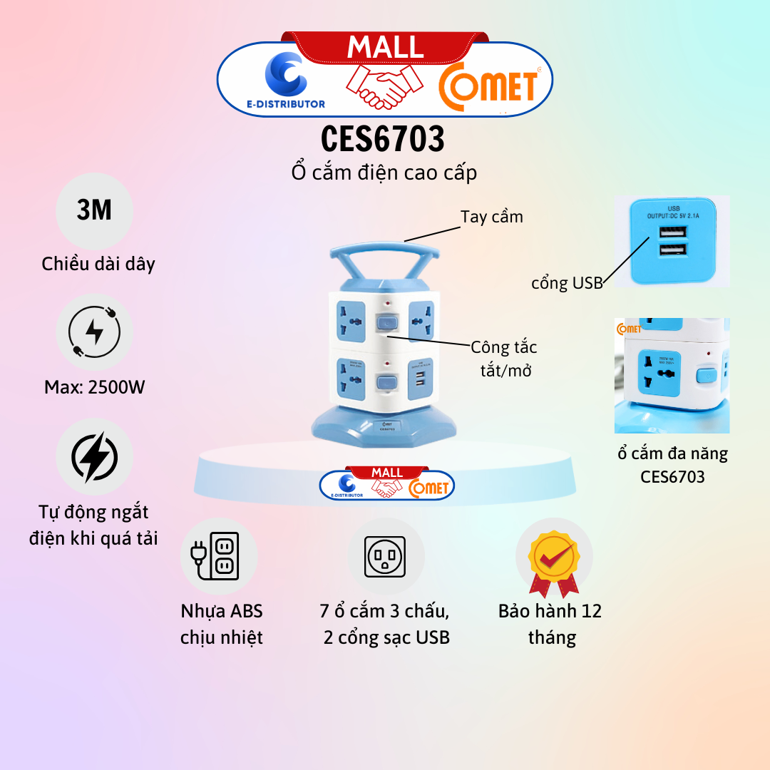 Ổ cắm nối dài an toàn hiệu Comet - CES6703