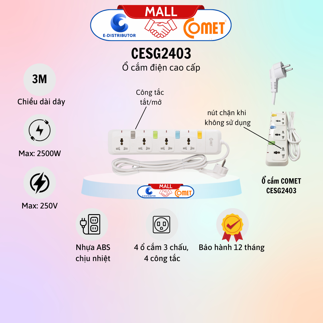 Ổ cắm nối dài an toàn hiệu Comet - CESG2403