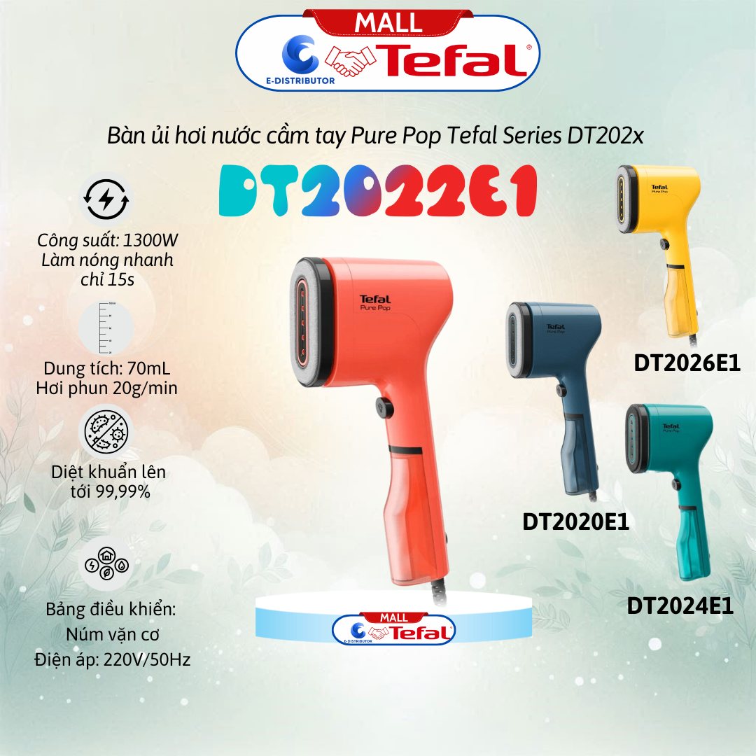 Bàn ủi hơi nước cầm tay Pure Pop Tefal DT2022E1 - Cam Carrot