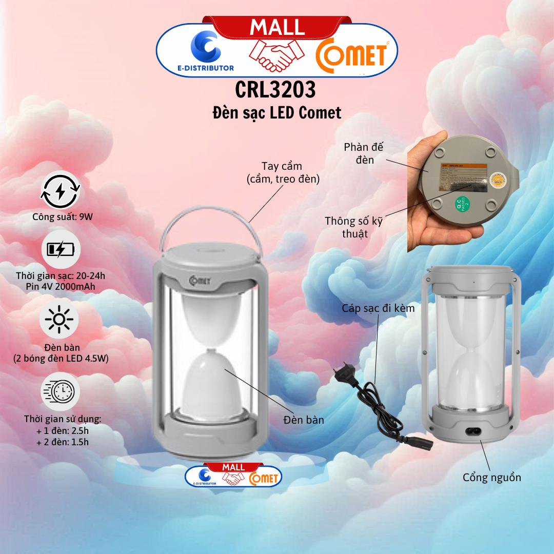 Đèn sạc Led, 9W, hiệu Comet - CRL3203S