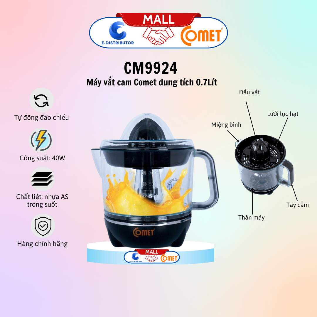 Máy vắt cam hiệu COMET CM9924 màu đen 0.7L