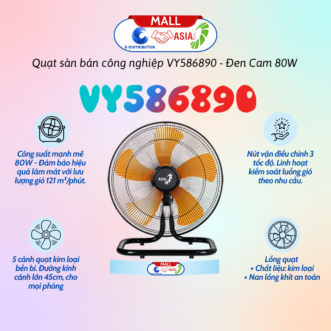 Quạt sàn bán công nghiệp ASIAVINA - VY586890 - Đen