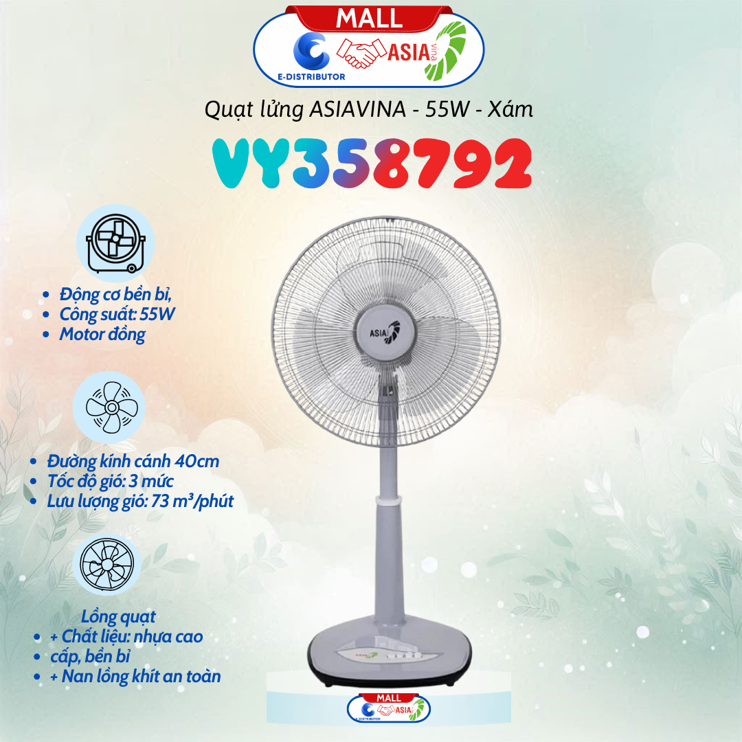 Quạt lửng ASIAVINA VY358792 - 55W Xám