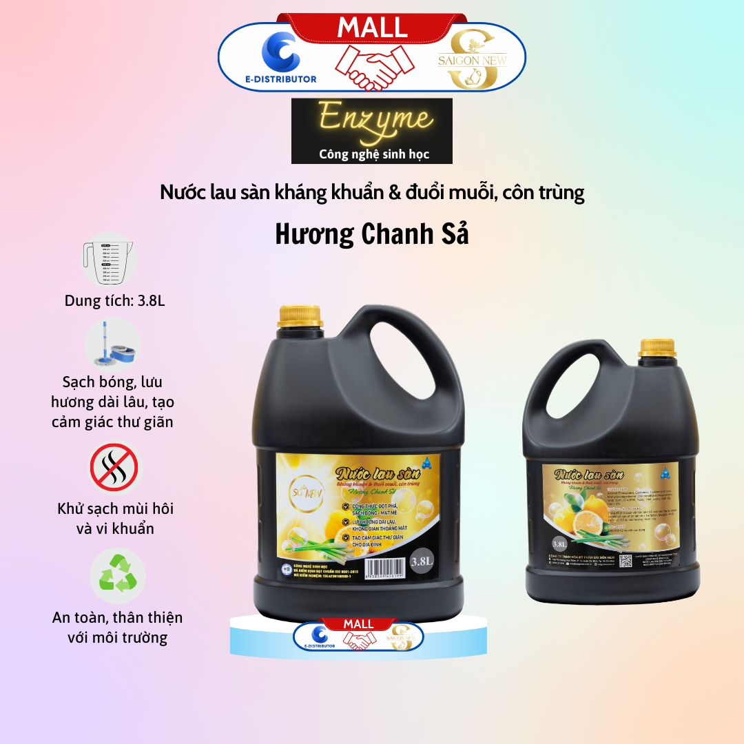 Nước lau sàn SGNEW 3.8L hương sả chanh