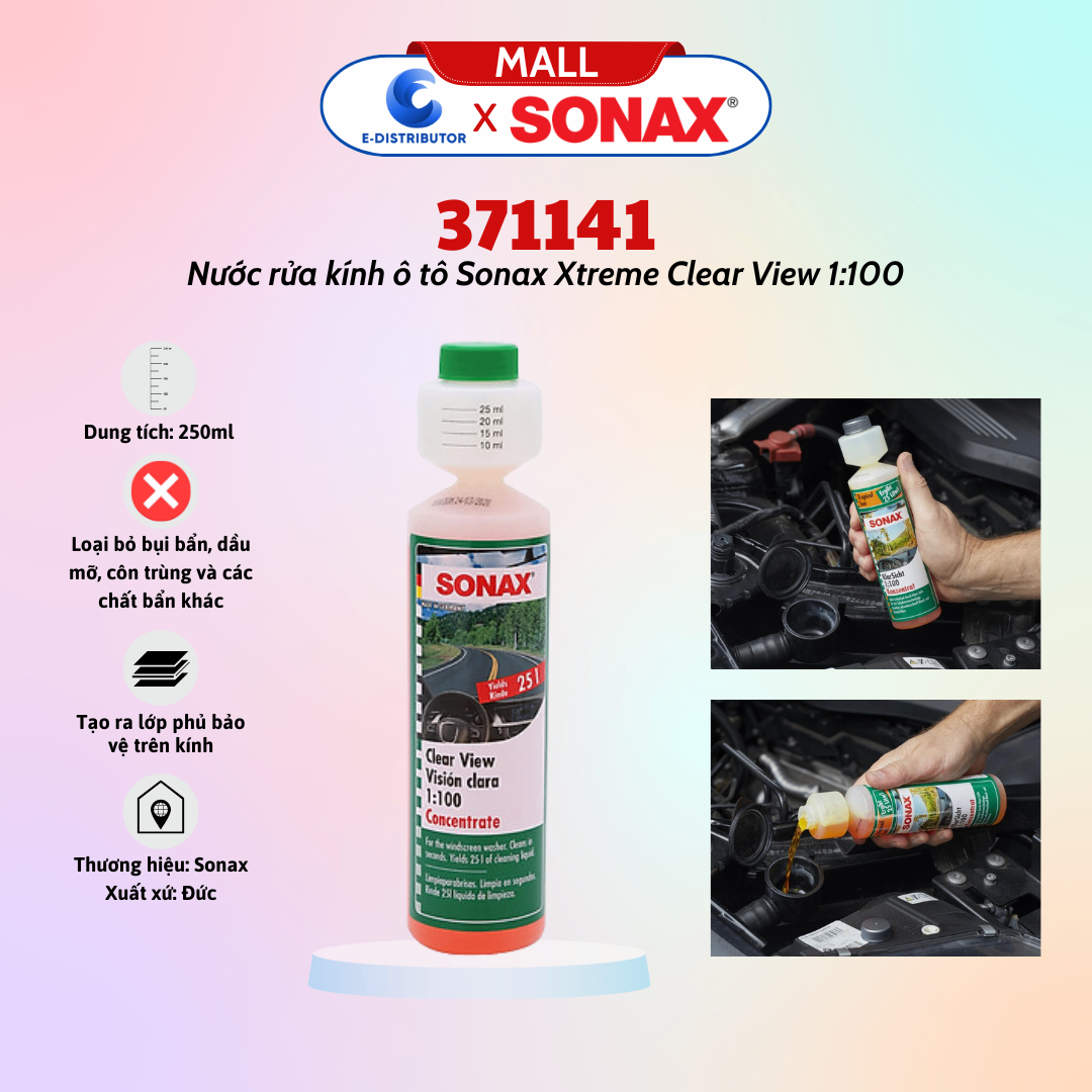 Dung dịch rửa kính đậm đặc Sonax Clear View 1:100 371141 250ml