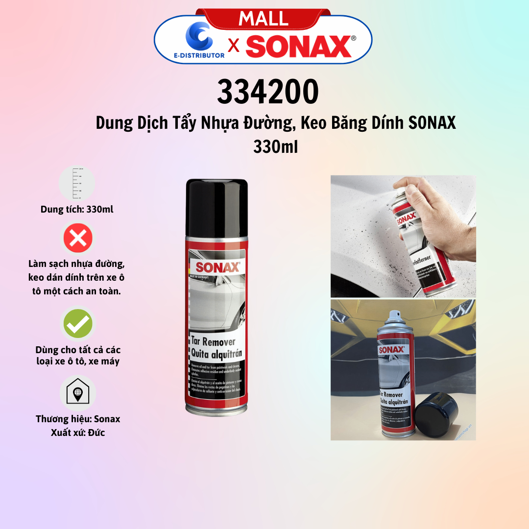 Dung Dịch Tẩy Nhựa Đường, Keo Băng Dính SONAX Tar remover 334200 (300ml)