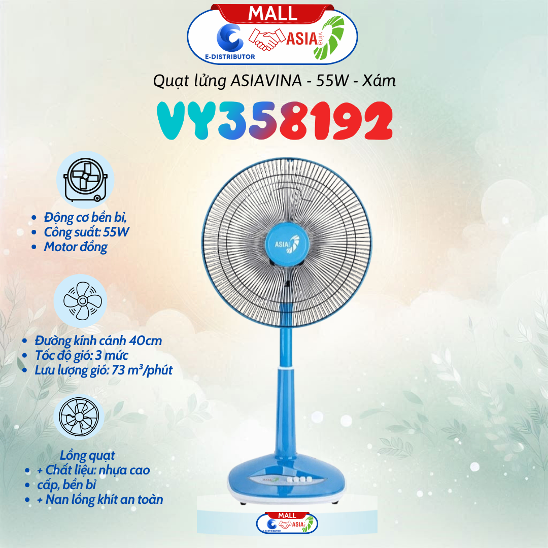 Quạt lửng ASIAVINA VY358192 - 55W Xanh Thiên Thanh