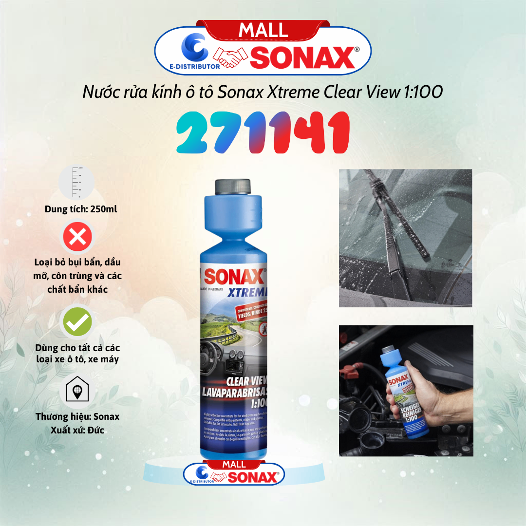 Dung dịch vệ sinh và làm trong kính lái Sonax Xtreme Clear View 1:100 NanoPro 271141 250ml