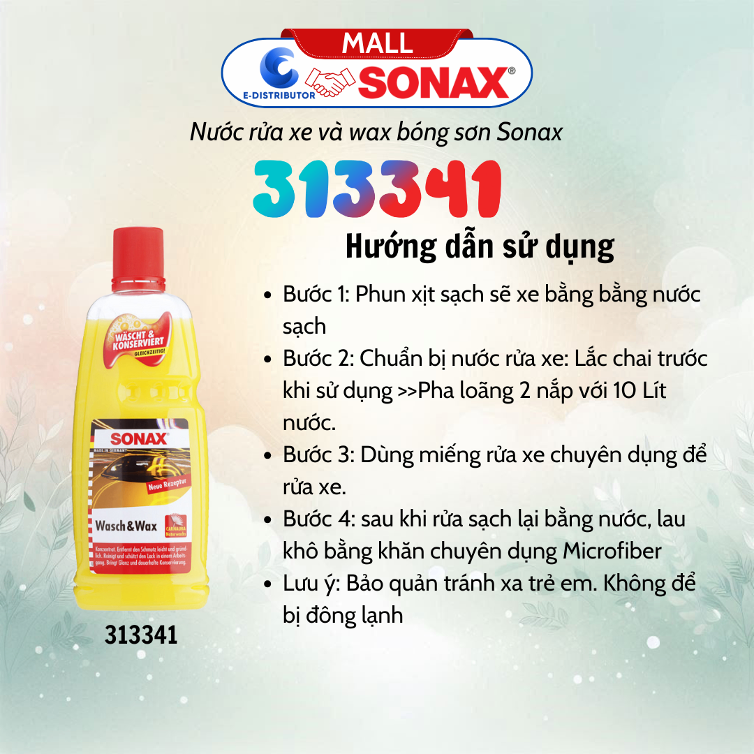 Nước rửa xe và wax bóng sơn kết hợp Sonax Wash Wax 313341 1000ml