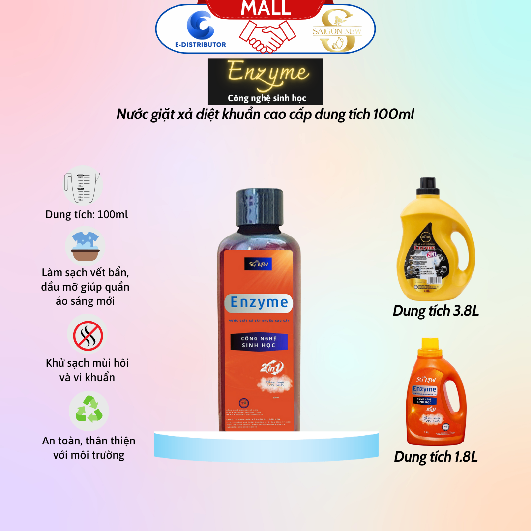 Nước giặt xả sát khuẩn Enzyme em bé SGNEW 100ML BE