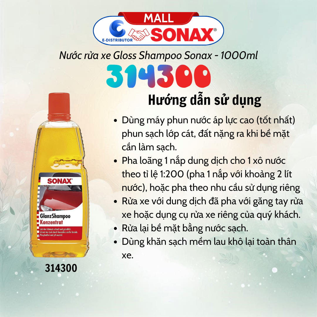 Nước rửa xe Sonax Gloss Shampoo 1lit 314300