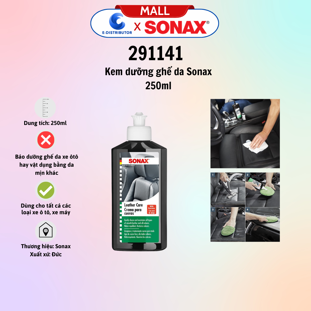 Kem dưỡng ghế da Sonax 291141 250ml (mẫu mới)